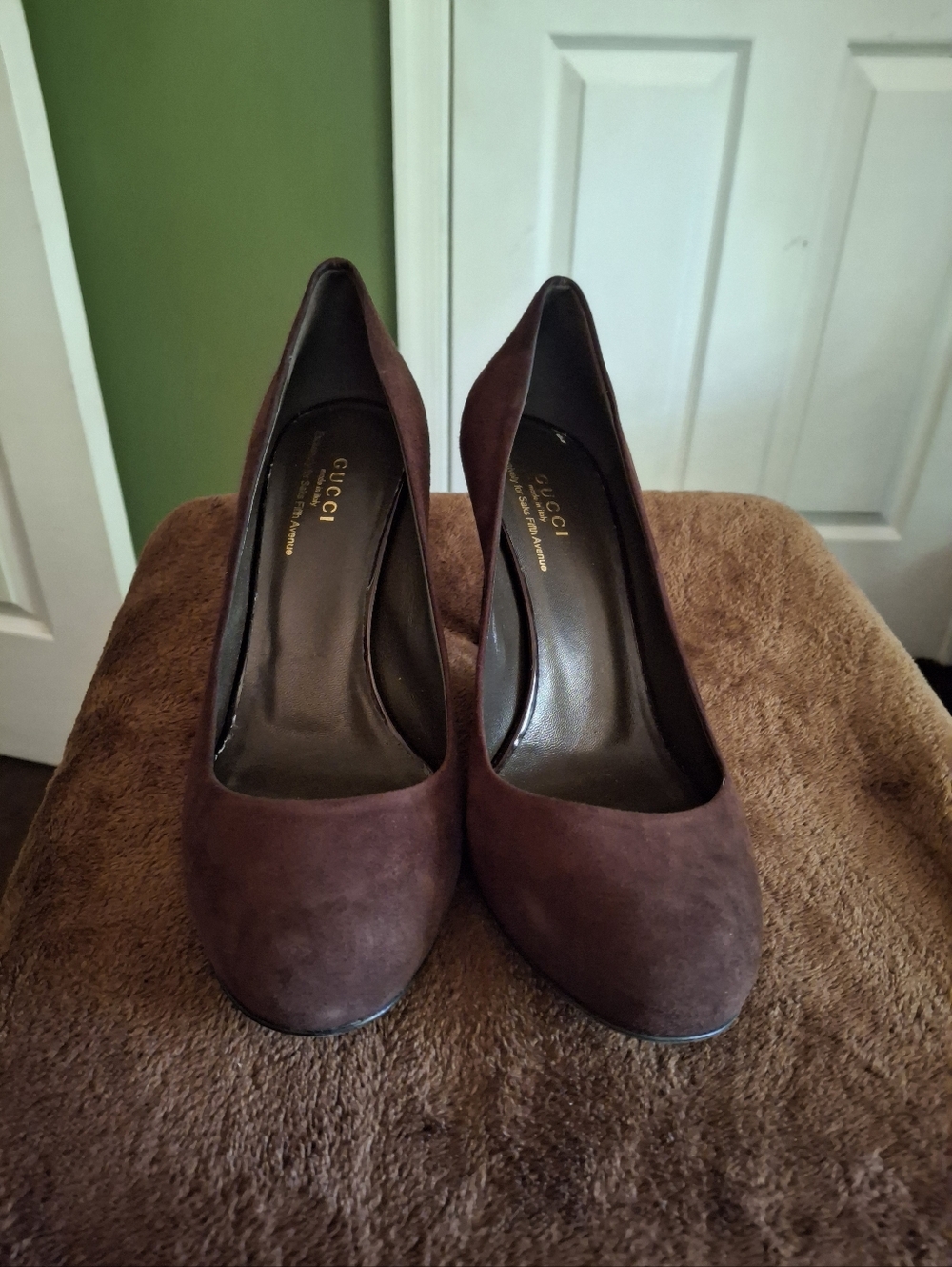 Gucci Dark Brown Suede Women's Pump Heels